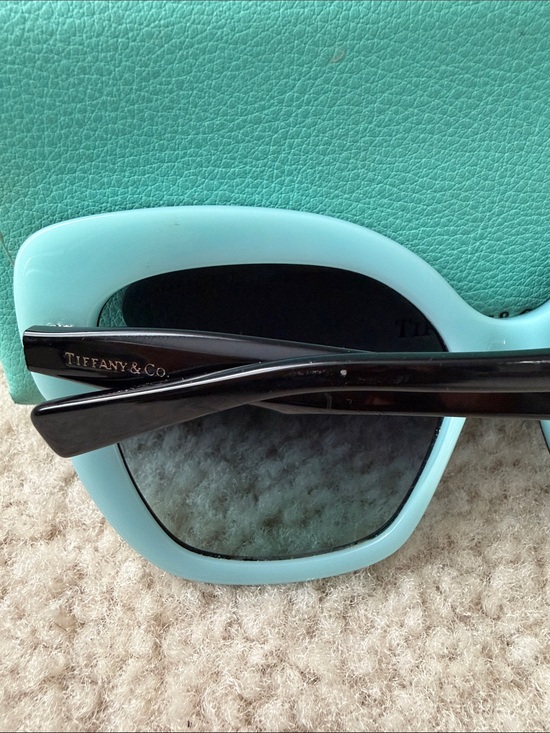 Tiffany & Co. Black Cat-Eye Sunglasses with Blue Gradient Lenses main image 8